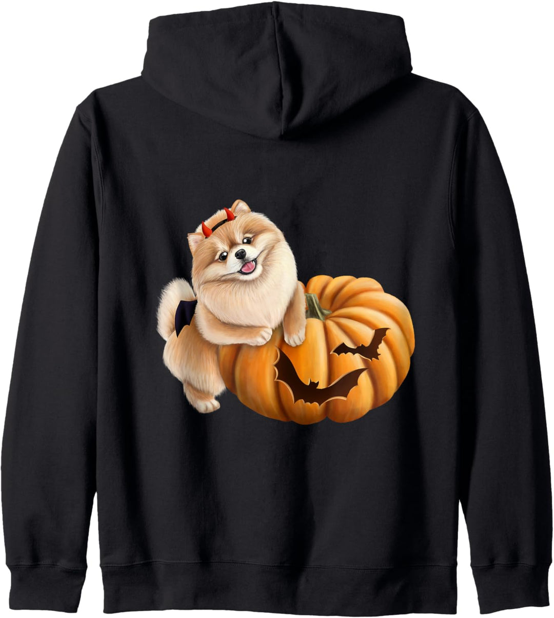 Halloween Pomeranian Welpe und Kürbis Kapuzenjacke