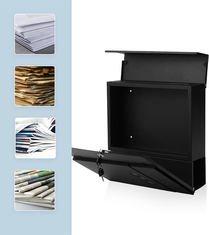 Relaxdays Briefkasten mit Zeitungsfach, HBT: 37,5 x 37 x 10,5 cm, DIN C4, wetterfest, 4 Schlüssel, P