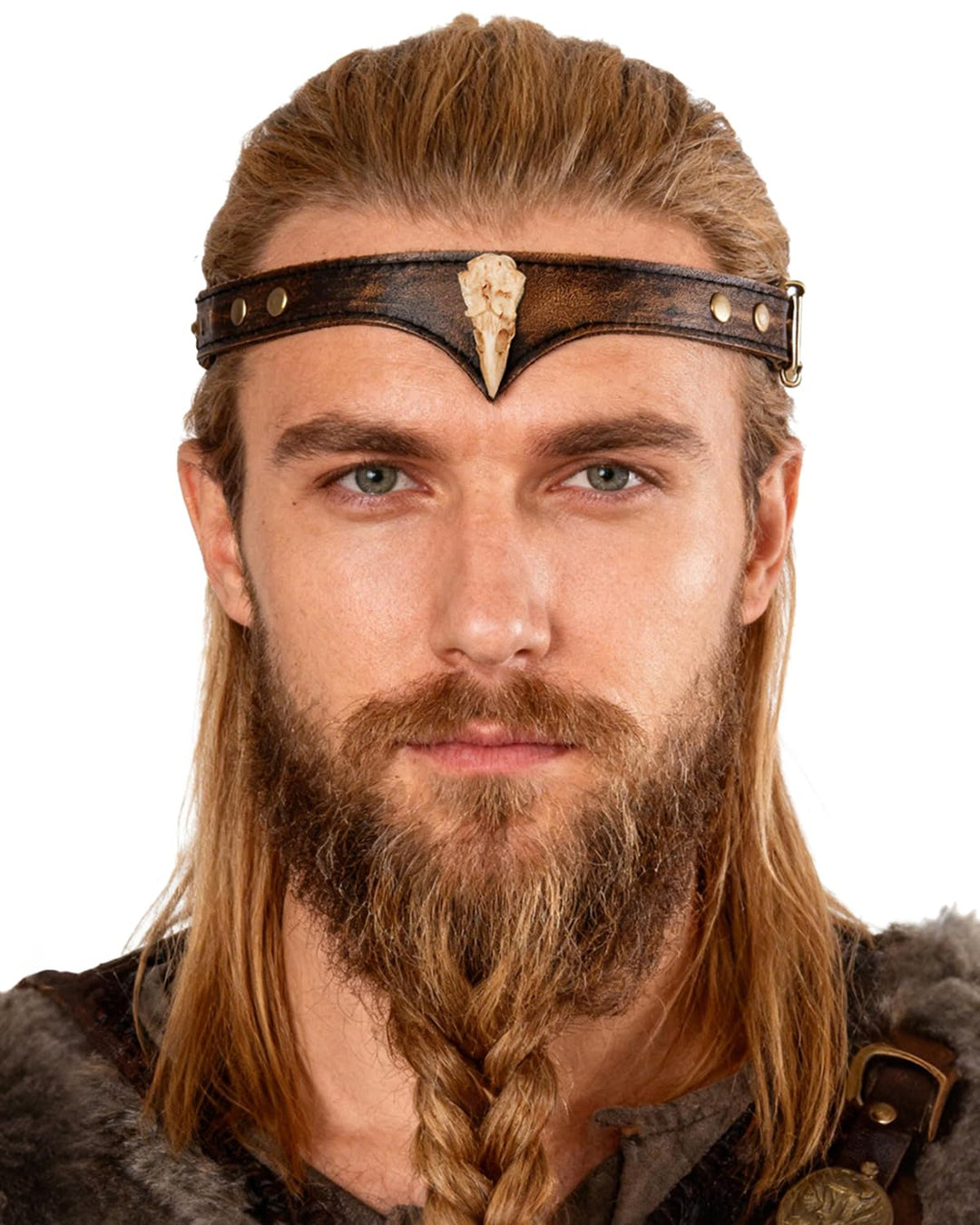 keland Wikinger Leder Stirnband Raben Totenkopf Stirnband Kopfschmuck Damen Herren Mittelalter Acces
