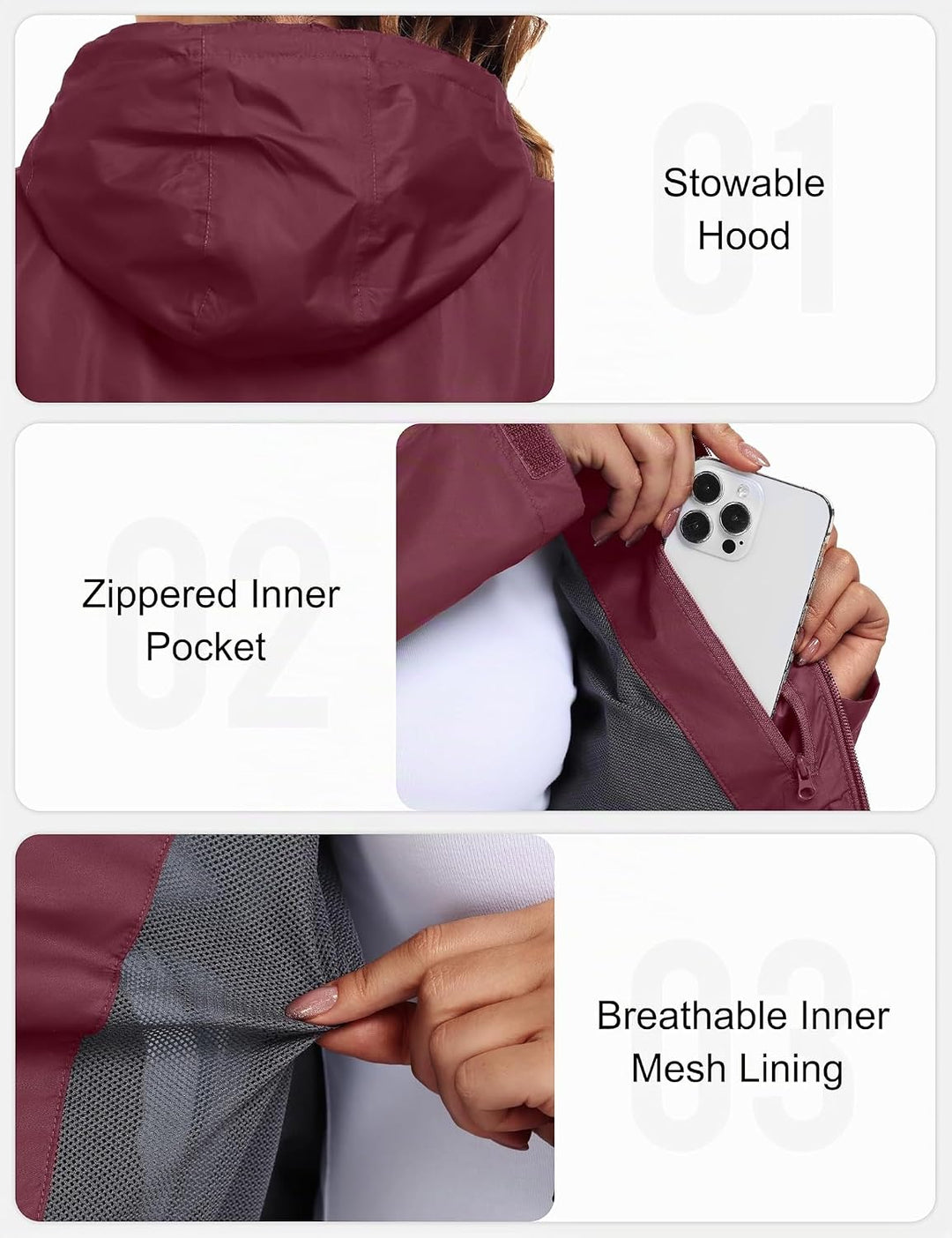 Little Donkey Andy Damen wasserdichte Regenjacke Leichte atmungsaktivem Regenjacke für Outdoor-Windb