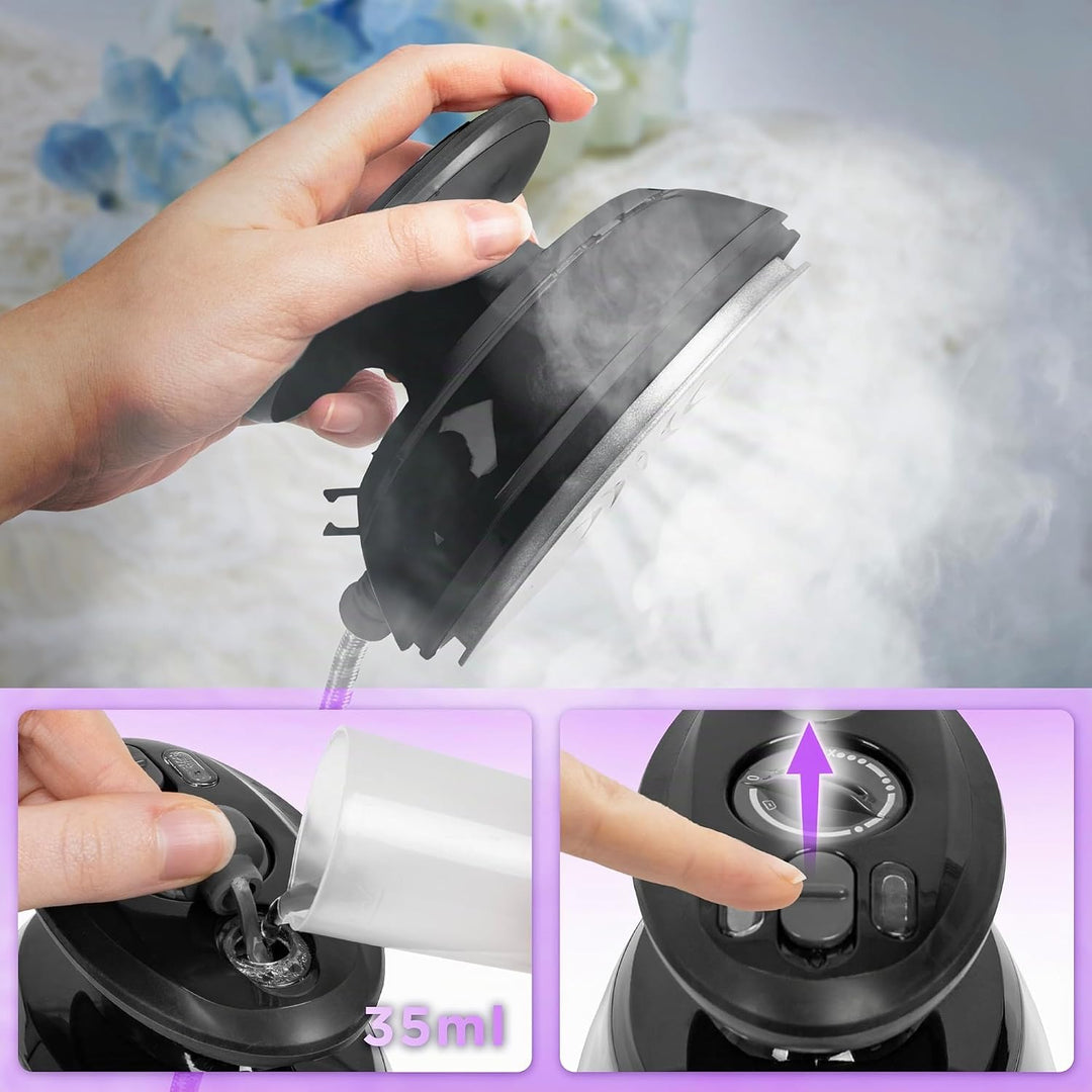 Duronic SI3 BK Mini Reisebügeleisen, 400W Mini Bügeleisen, Dampfbügeleisen 35ml Wassertank, kleines
