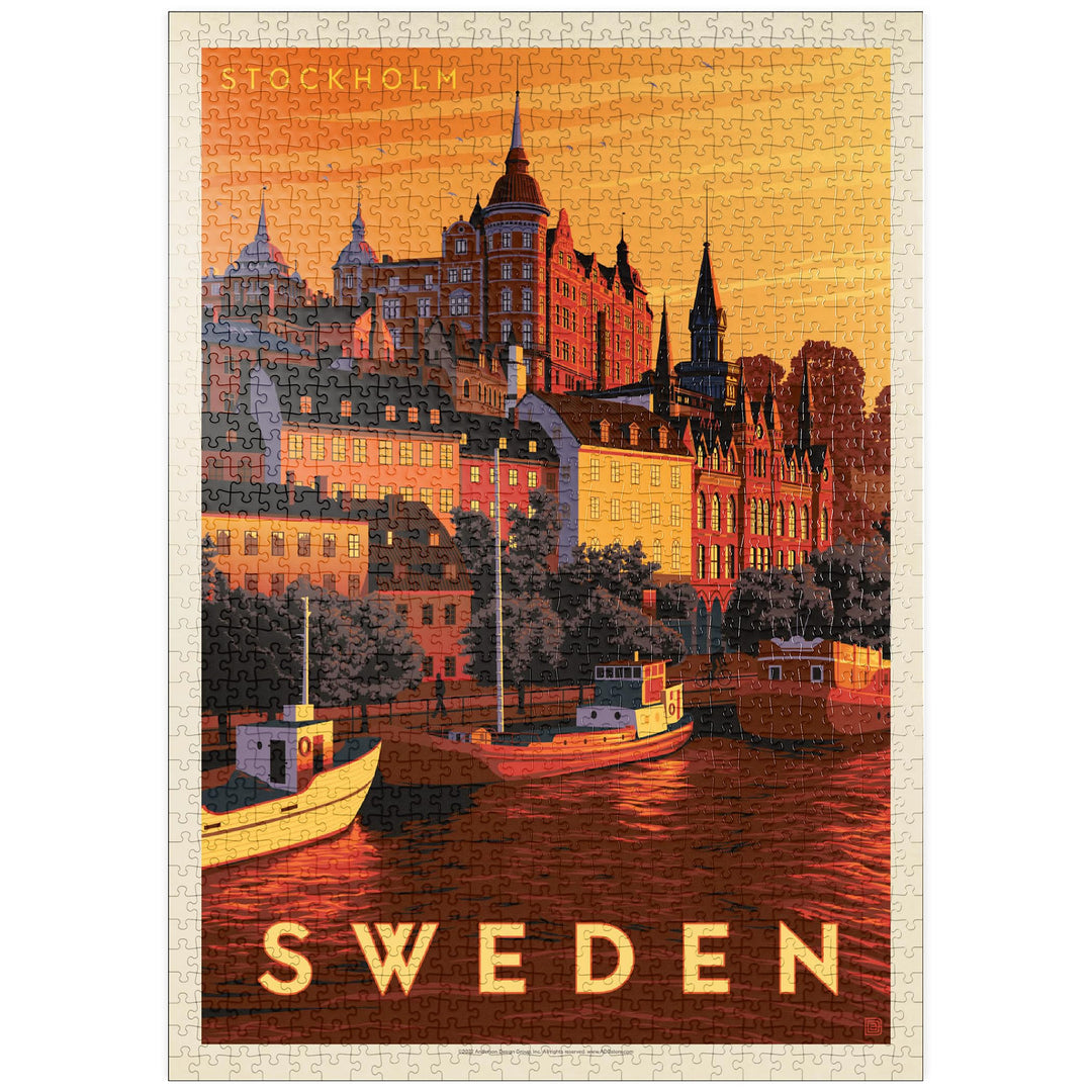 Schweden: Stockholm, Vintage Poster - Premium 1000 Teile Puzzle - MyPuzzle Sonderkollektion von Ande