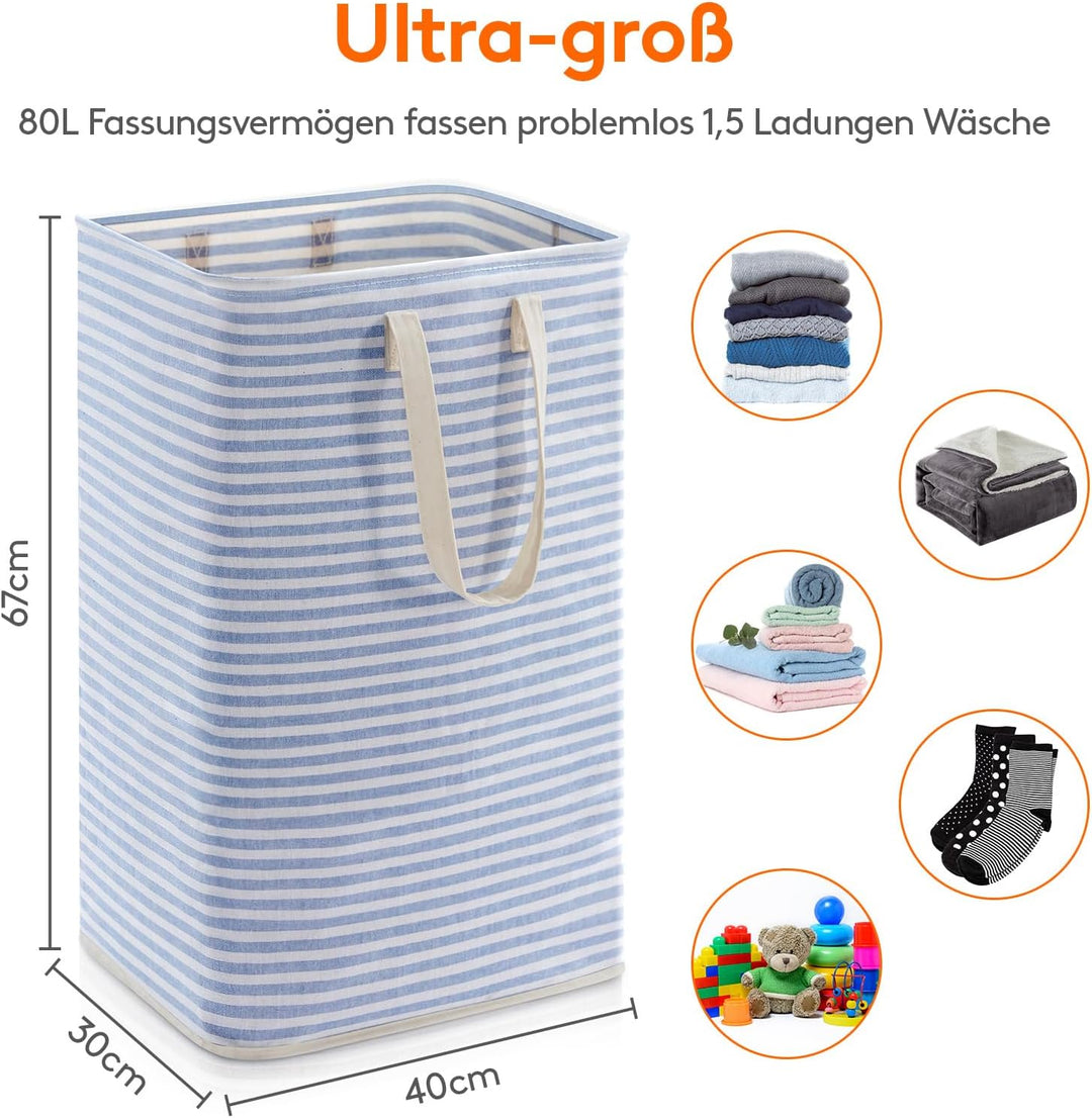 Lifewit 80L Wäschekorb, Grosser Wäschekorb, Faltbare Wäschebox, Wasserdichter Wäschesortierer/Aufbew
