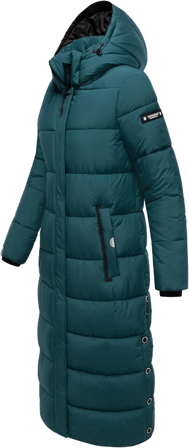 Navahoo Damen Wintermantel warmer Steppmantel lang mit abnehmbarer Kapuze Isalie XS-3XL 3XL Ocean Gr