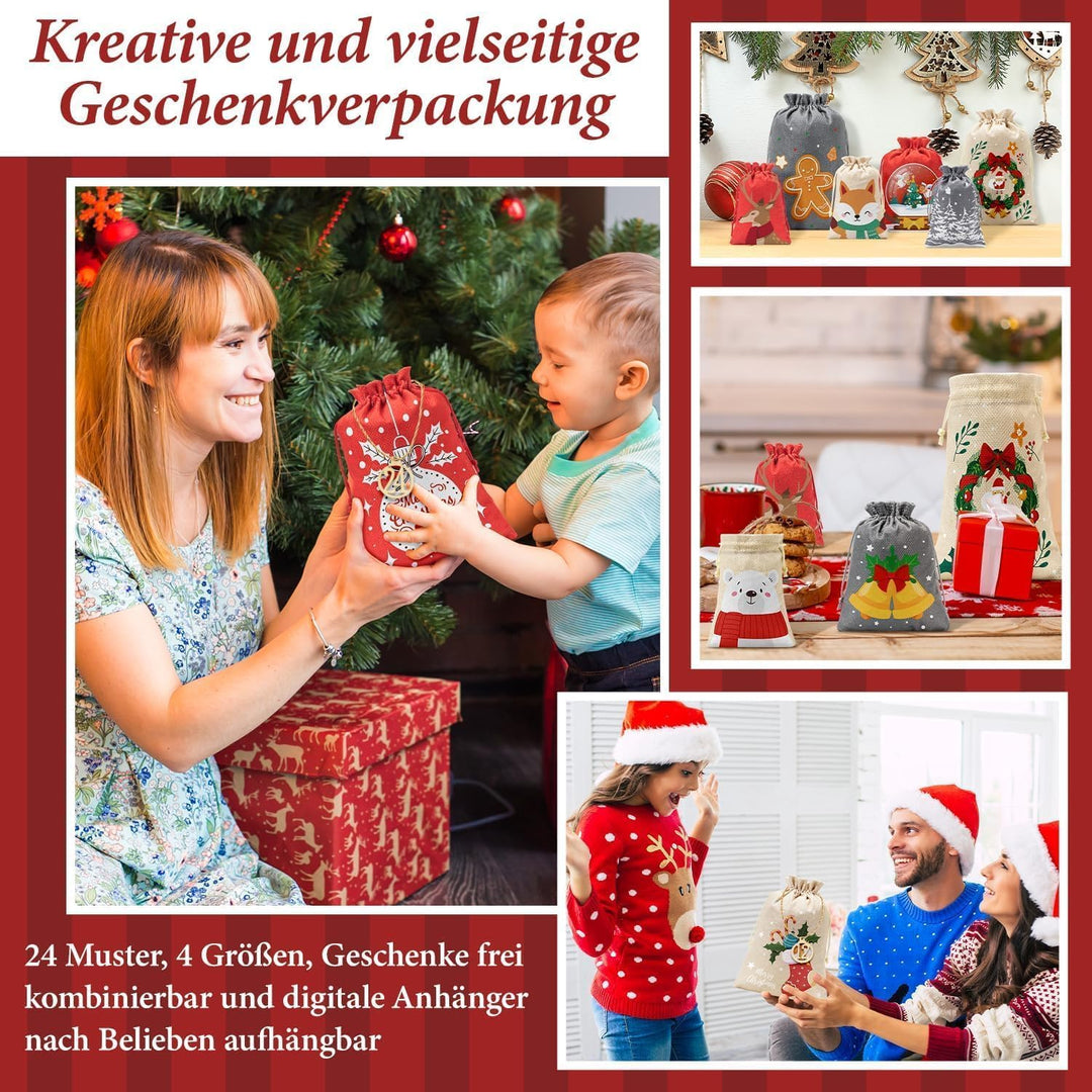 3 Grössen Adventskalender zum Befüllen, Adventskalender Selbst Befüllen Gross, Stoff Weihnachtskalen