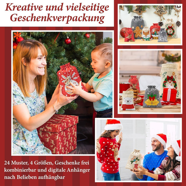 3 Grössen Adventskalender zum Befüllen, Adventskalender Selbst Befüllen Gross, Stoff Weihnachtskalen