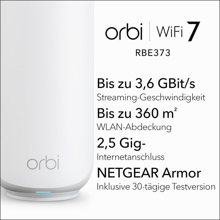 NETGEAR Orbi 370-Serie Dualband WiFi 7 Mesh-Netzwerksystem für Häuser/Wohnungen (RBE373) WLAN-Router