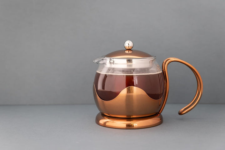 La Cafetière Izmir Teekanne aus Glas, lose Blätter, 1 l, mit Teesieb, 4 Tassen (Kupfer), Kupfer
