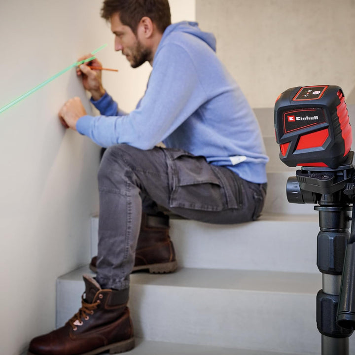 Einhell Kreuzlinienlaser TC-LL 2 G (selbstnivellierend, horizontale/vertikale grüne Laserlinien, dig