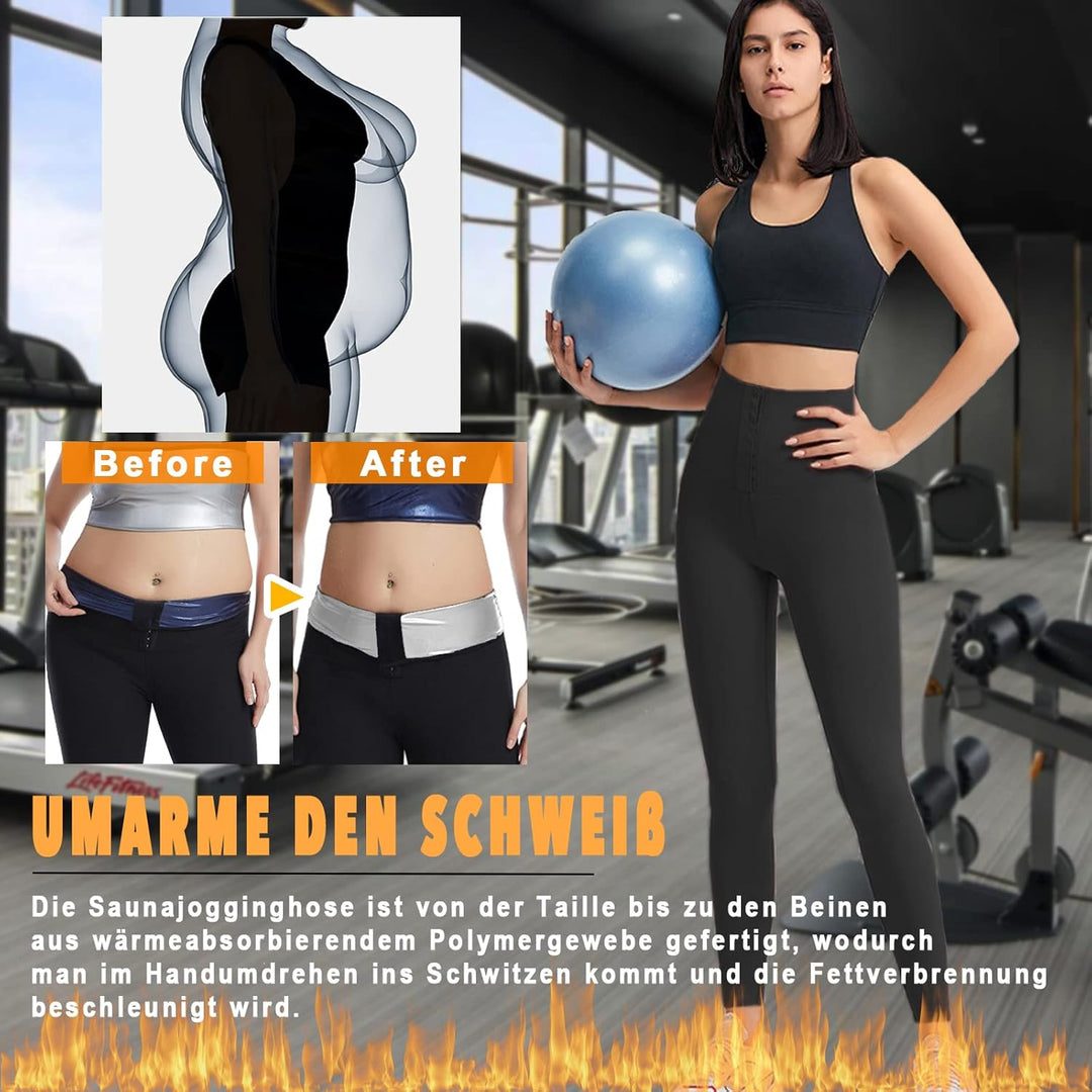 Merlvida Shape Leggings Damen High Waist Sauna Jogginghose Abnehmen Sporthose Bauchkontrolle Body Sh