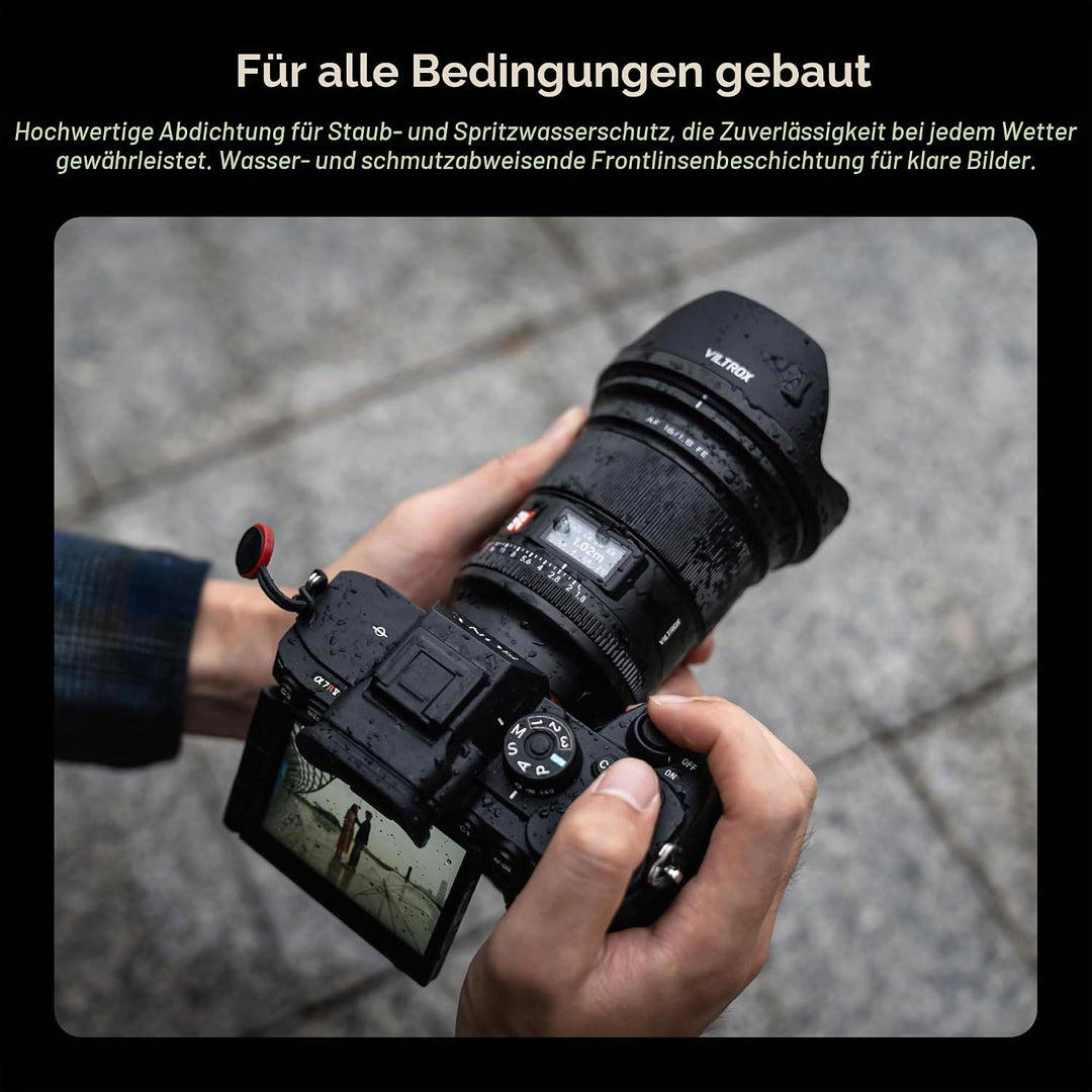 VILTROX AF 16mm F1.8 FE Objektiv für Sony E Mount, grosse Blende F/1.8 Vollformat-Weitwinkelobjektiv