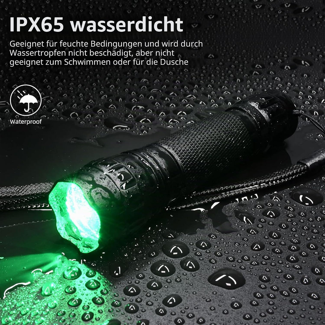 DARKBEAM Grünes licht Taschenlampe LED Aufladbar USB, hohe Lumen Zoomable Grüne Taschenlampen Tragba