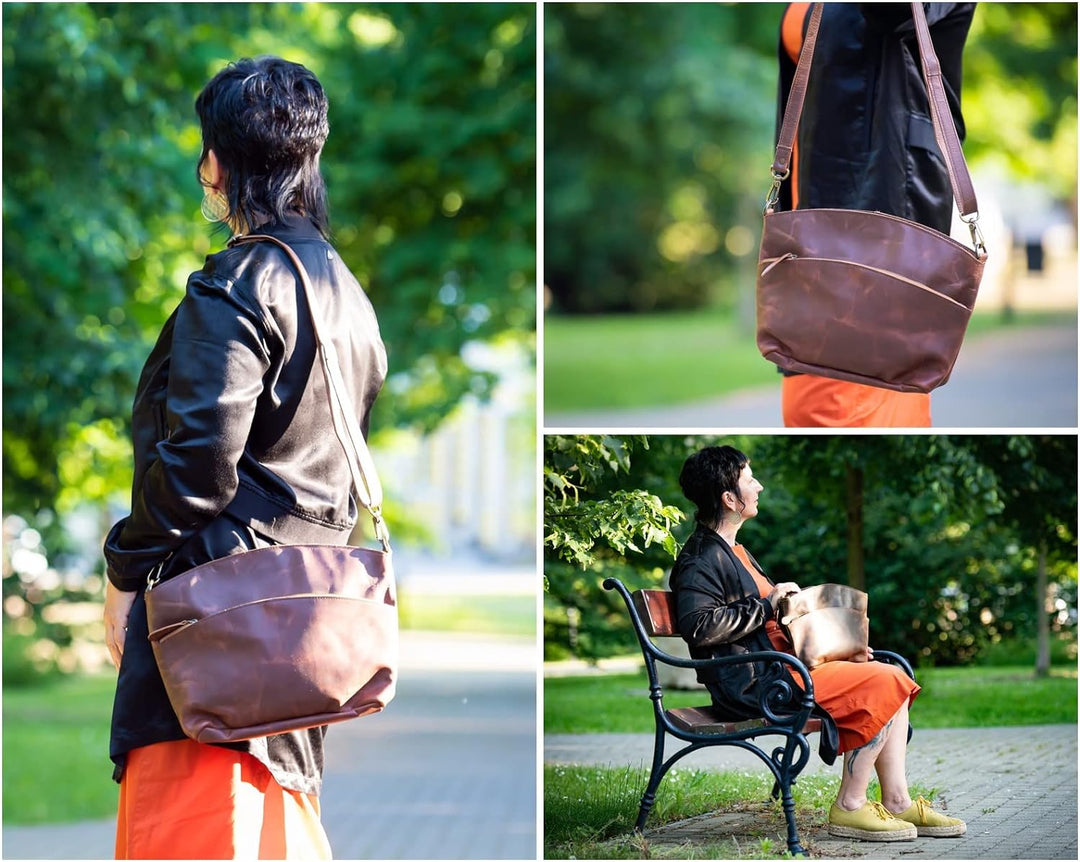 LECONI Umhängetasche für Damen Schultertasche Freizeittasche Damentasche Frauen Ledertasche Handtasc