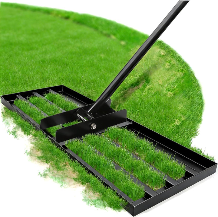 TEOV Rasenrakel Edelstahl, [100x25cm] Rasen-Nivellierungsrechen, Optimierte Gewindeverbindung gegen
