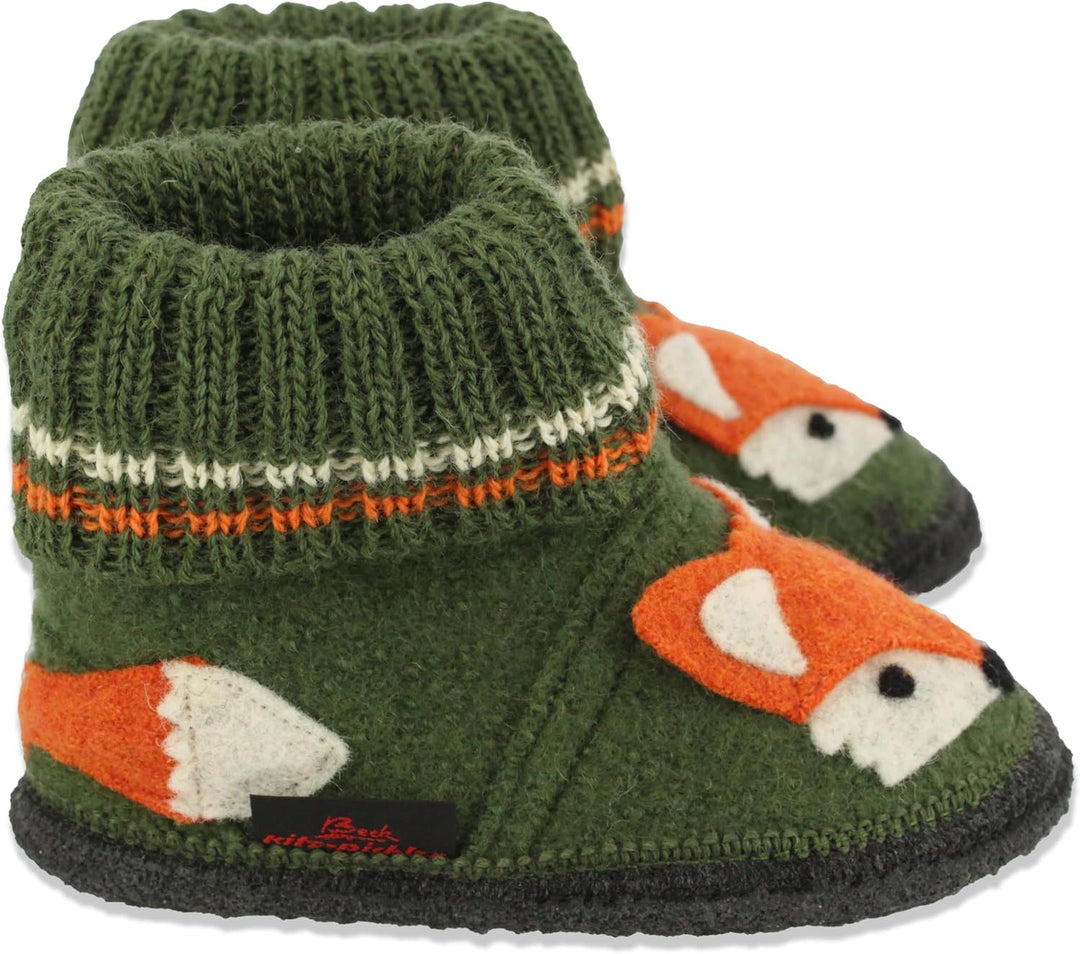 Beck Jungen Fuchs Hausschuh 23 EU Grün, 23 EU Grün