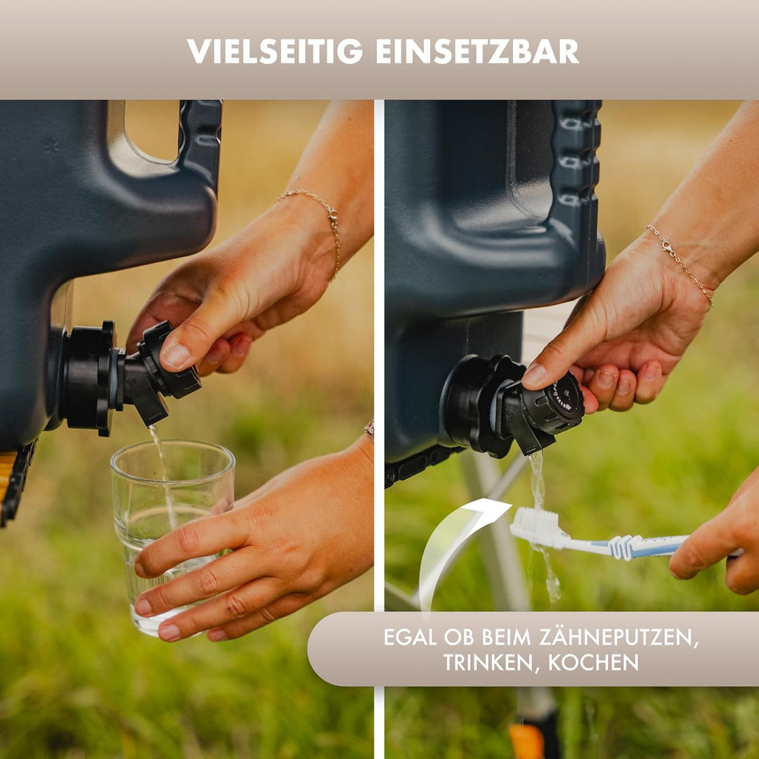 NATURBUMMLER Wasserkanister Camping [Aqua Jug Pro+] – Leichter 18L Trinkwasserkanister mit Hahn, Dru