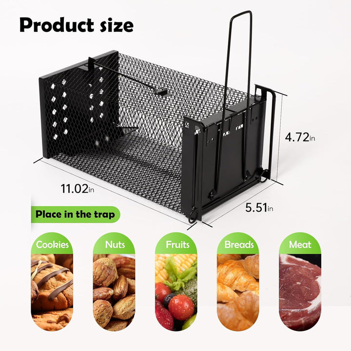 Lebendfalle Mausefalle, XXL Premium Rattenfalle Hochsensitive Mäuse-Futterfalle, Tierfreundlich & Wi