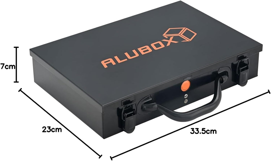 ALUBOX Sortimentsbox Kleinteilekoffer Stahlblech pulverbeschichtet mit 12 Einsatzkästen - 33,5 x 23