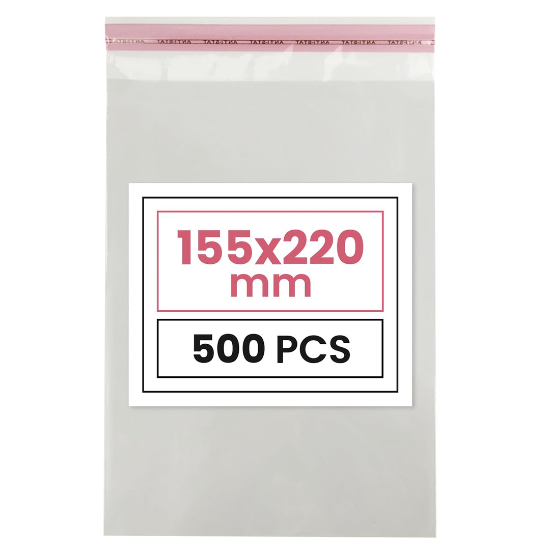 Netuno 500 Flachbeutel PP mit Klappe (3cm) 15,5x22cm selbstklebende Plastikbeutel durchsichtig Cello