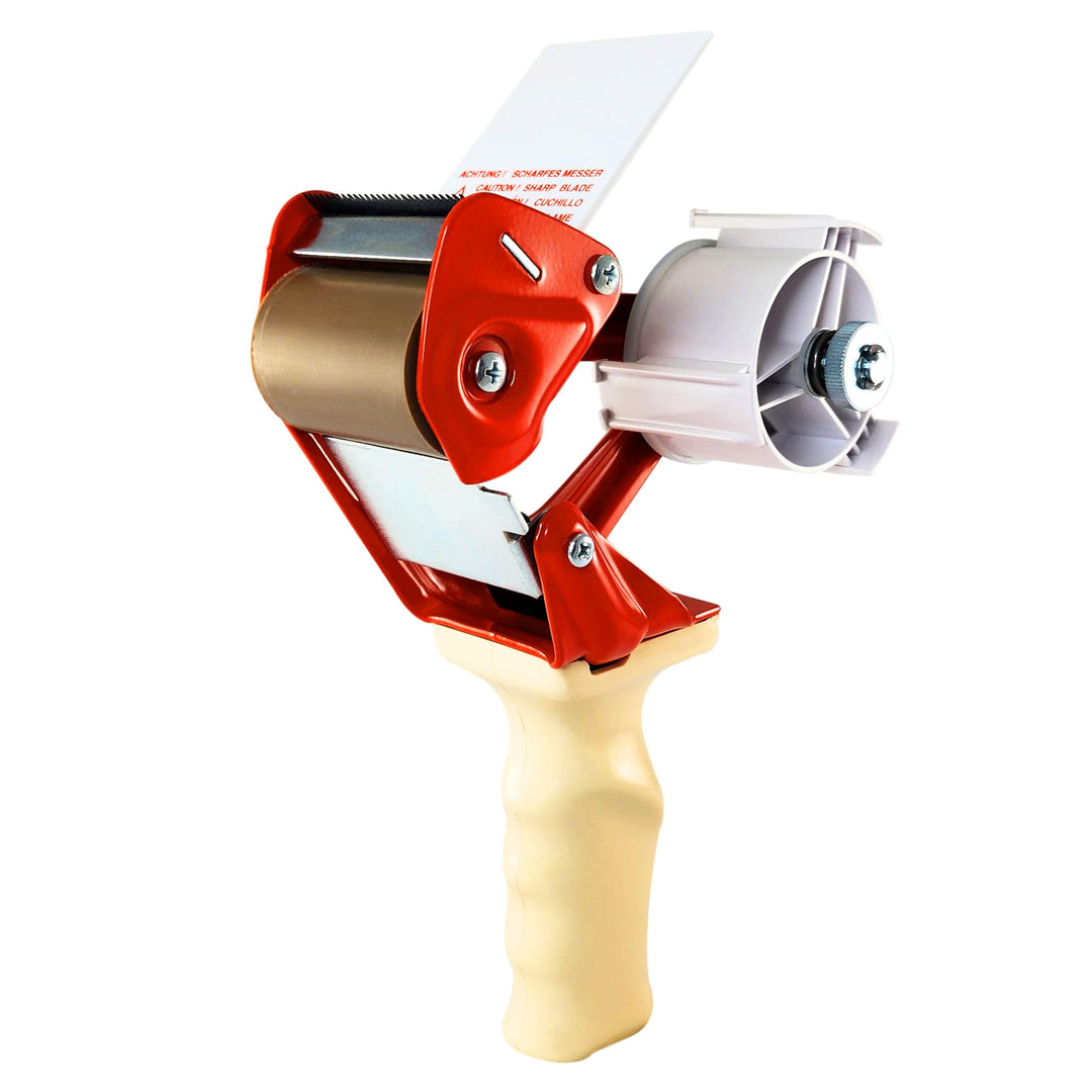 KLEBESHOP24 Packbandabroller bis 50 mm Breite | Mit langlebigem Messer, ergonomischem Griff und eins