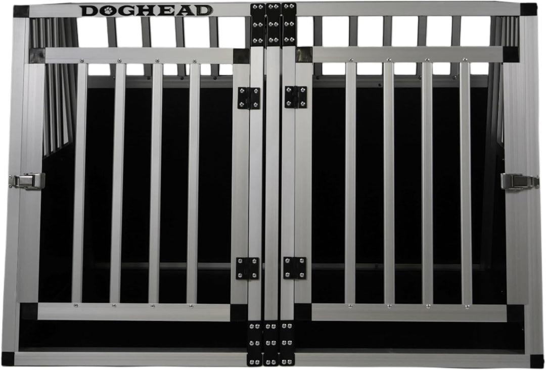 DOGHEAD Hundetransportbox Ecoline, Double 95x75x63 cm DG, Schwarz, Aluminium, Beidseitig Abgeschrägt