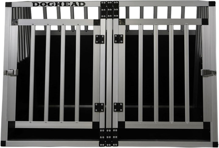 DOGHEAD Hundetransportbox Ecoline, Double 95x75x63 cm DG, Schwarz, Aluminium, Beidseitig Abgeschrägt