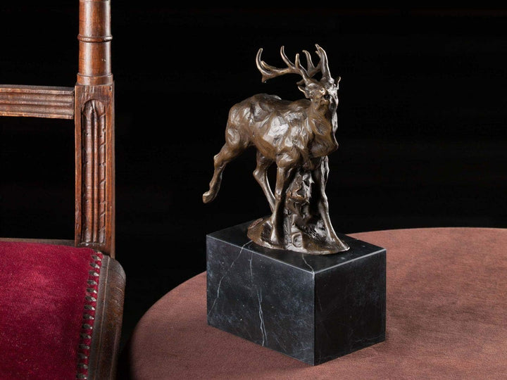 aubaho Bronze röhrender Hirsch Bronzeskulptur Figur Skulptur Jäger Jagd Sculpture Deer