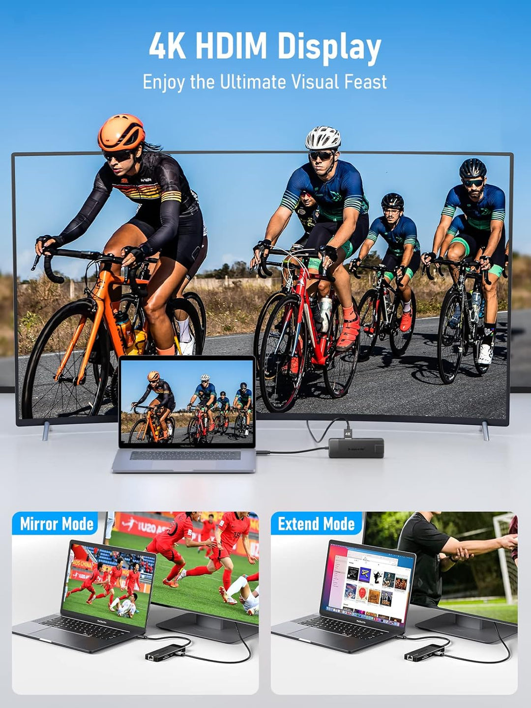 USB C HUB, Lemorele Docking Station 10-in-1 USB C Adapter mit 4K-HDMI, 4 USB 3.0/2.0, Gigabit Ethern