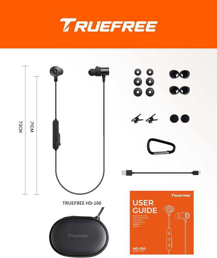 truefree HD-100 In Ear Kopfhörer, Bluetooth 6.0 Kopfhörer, Magnetische Nackenbügel Sportkopfhörer, S