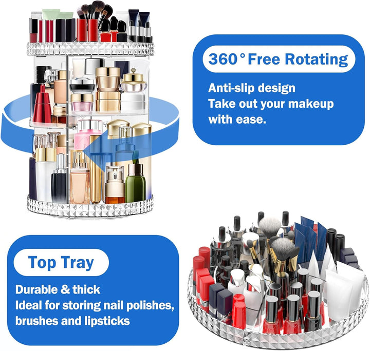 MOKANI 360° Drehbar Make Up Kosmetik Organizer, 6 Verstellbare Ebenen Grosse Kapazität Makeup Organi