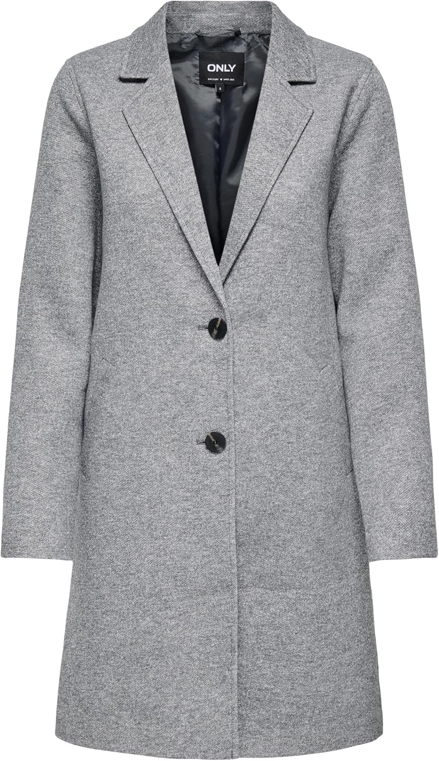 ONLY Damen Onlcarrie Bonded Coat OTW Noos Mantel S Light Grey Melange, S Light Grey Melange
