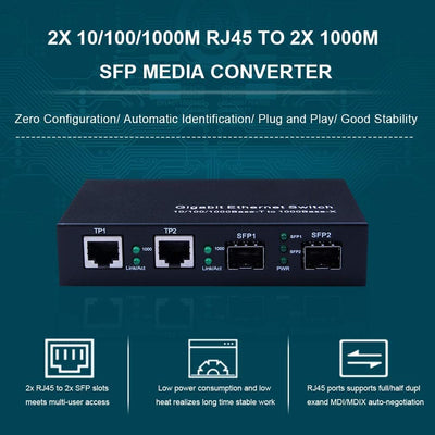 4-Port Gigabit Ethernet Fiber Switch, with Two SFP Slots (1000M), Without Transceiver 2+2(SFP) 1.25G