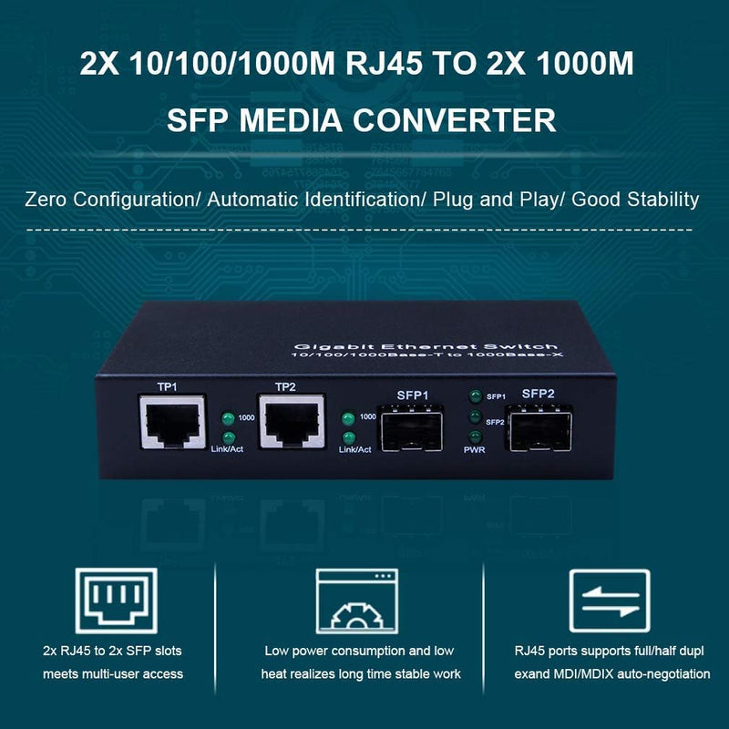 4-Port Gigabit Ethernet Fiber Switch, with Two SFP Slots (1000M), Without Transceiver 2+2(SFP) 1.25G