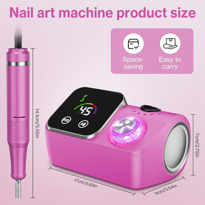 Elektrischer Nagelfeile Nagelfräser für Gelnägel, 45000 U/min Nagelfräser Professioneller mit LCD-An