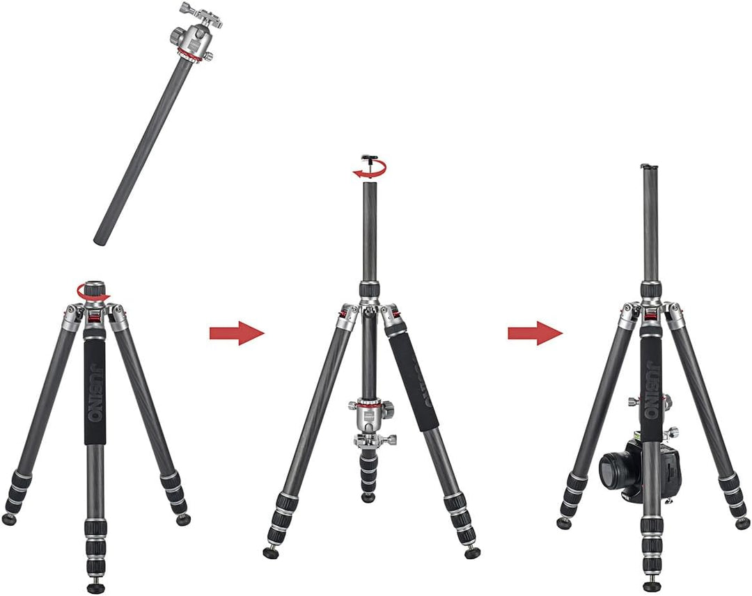 JUSINO Profi Traveller Karbon-Stativ Monopodfunktion TK-324C + Kugelkopf FGS-41 93cm Gesamthöhe mit