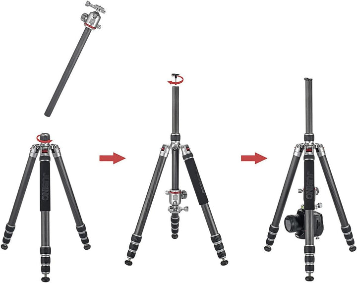 JUSINO Profi Traveller Karbon-Stativ Monopodfunktion TK-324C + Kugelkopf FGS-41 93cm Gesamthöhe mit