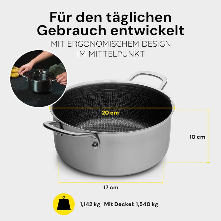 MISO Diamond Dust Keramisch Non-Stick Topf 20 cm (3 L) | Induktion – Perfekte Wärmeverteilung, 100%