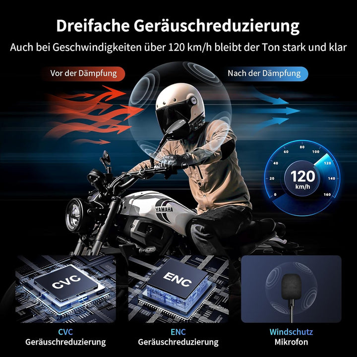 Fodsports M1S PRO Motorrad Headset mit Musikteilen, 8 Motorräder 2000m Helm Intercom, Motorradhelm K