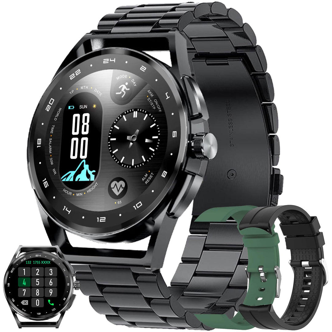 Smartwatch Herren mit Telefonfunktion, 2022 1,32" HD Voll Touchscreen Armbanduhr Herren Smartwatch m
