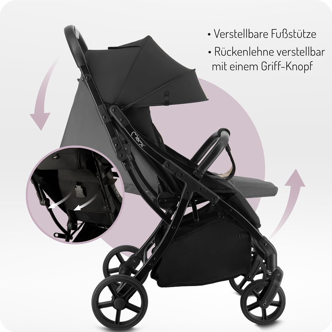 MoMi Kinderbuggy PAOLA mit automatischem Faltsystem, bis 22 kg Körpergewicht, 5-Punkt-Sicherheitsgur