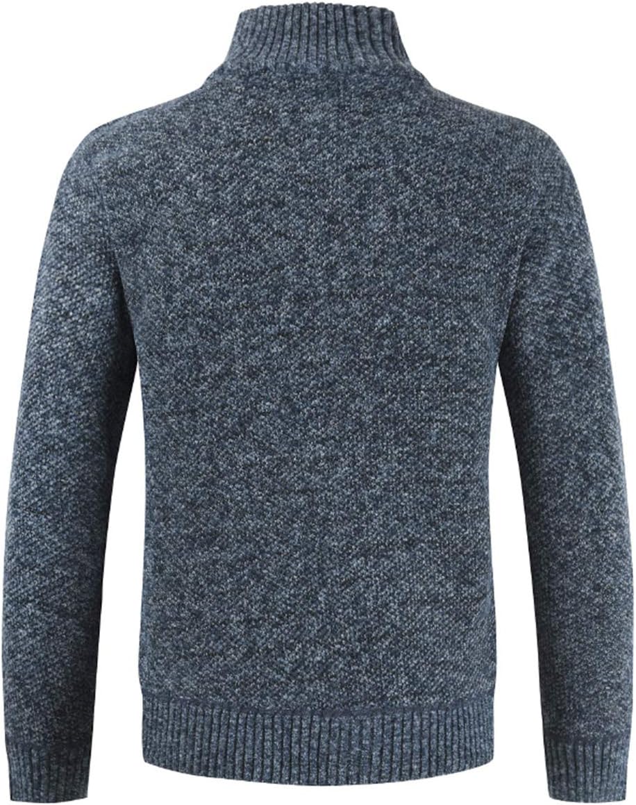 Herren Strickjacke Warm Fleece-gefüttert Wintermantel mit durchgehendem Reissverschluss S Blau, S Bl