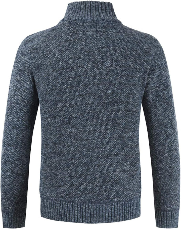 Herren Strickjacke Warm Fleece-gefüttert Wintermantel mit durchgehendem Reissverschluss S Blau, S Bl