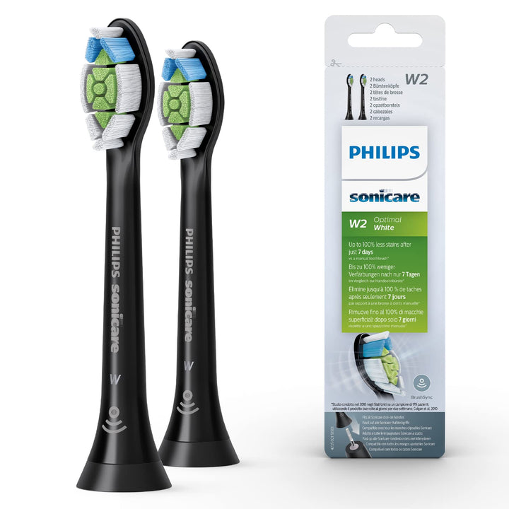Philips Sonicare Original W2 Optimal White Standard-Schallzahnbürstenköpfe - 2er-Pack in Schwarz (Mo