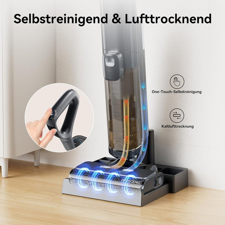 Proscenic F20A Nass-Trockensauger, Saugwischer Smart 3 in 1, Leichtgewicht, Leise, 2L Tank, Selbstre