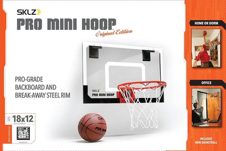 SKLZ Unisex Glow in The Dark Mini Basketball Hoop, White/Black, Standard (18" x 12")