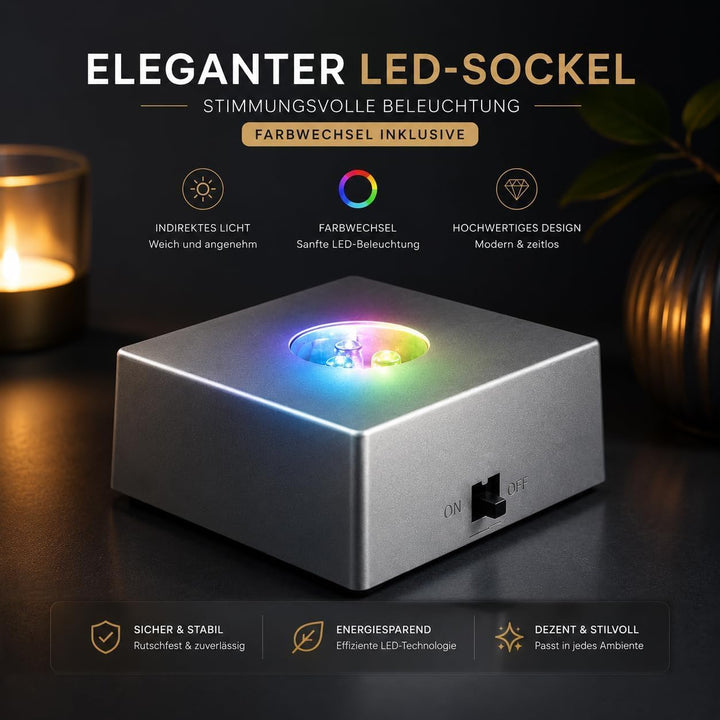 Kaltner Präsente Stimmungslicht LED Kerze/Kristall Glasblock / 3D-Laser-Gravur Teelichthalter Herz R