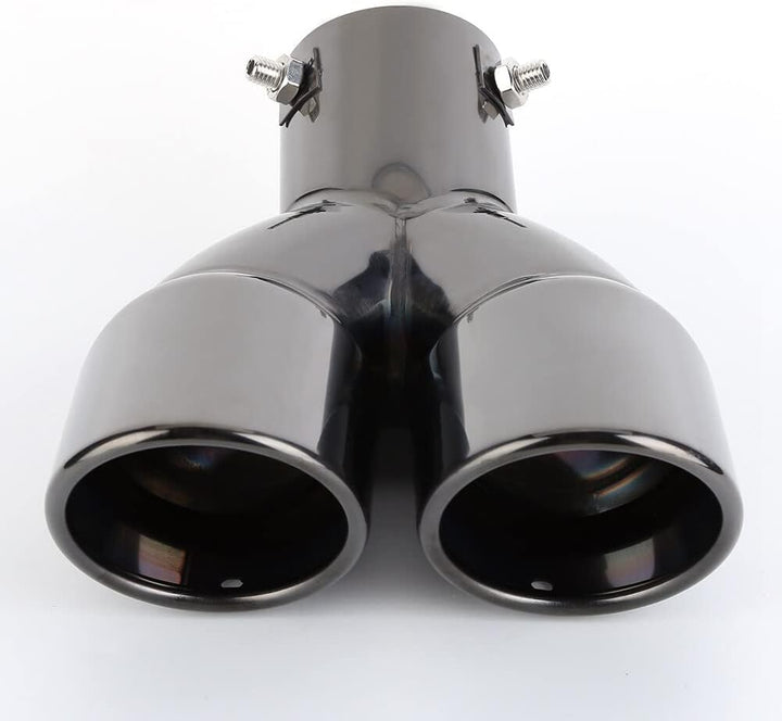 URFEDA 63mm Auspuffblende Doppelrohr Auto Universell Auspuff Schalldämpfer Endrohr Edelstahl Auspuff