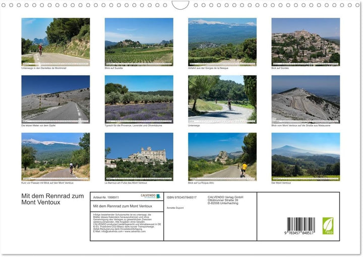Mit dem Rennrad zum Mont Ventoux (Wandkalender 2026 DIN A3 quer), CALVENDO Monatskalender: Bilder vo