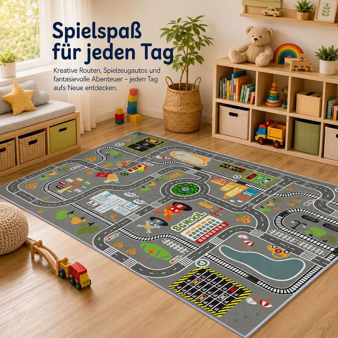 ZFHNYJWKL Kinder spielteppich Auto Jungen &amp; Mädchen Teppich Strassenteppich Bauteppich Stadtstadt Le