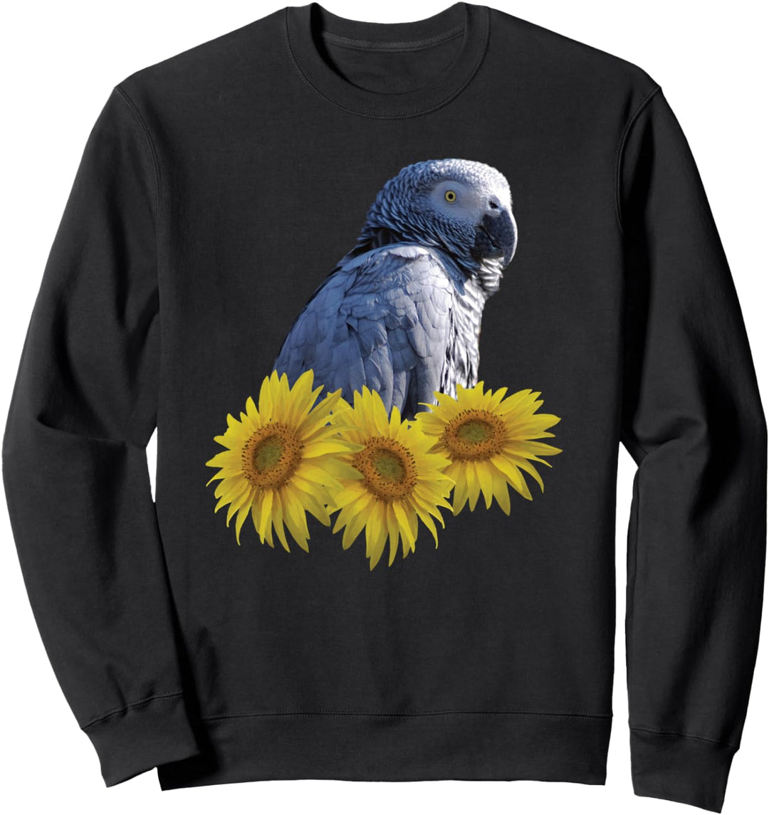 Kongo Afrikanische Graupapagei Sonnenblume Sweatshirt